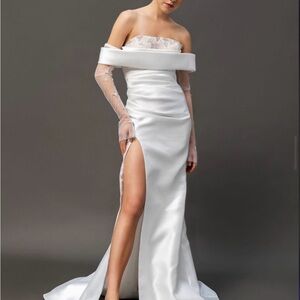 Elegant White Off-Shoulder Gown wedding dress